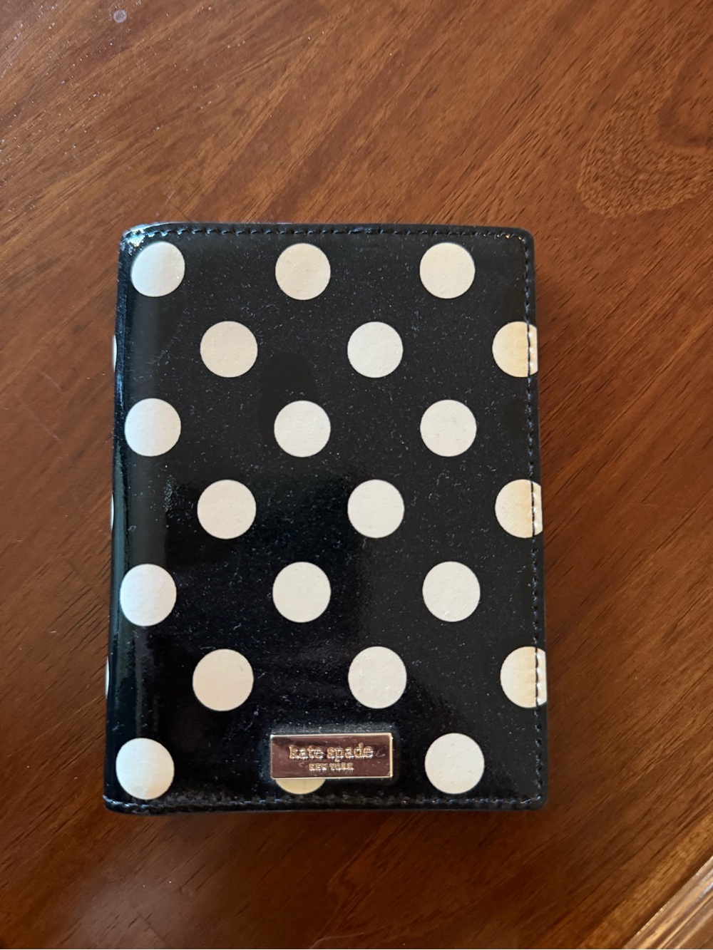 kate spade Black and White Polka Dot Patent Passport Cover